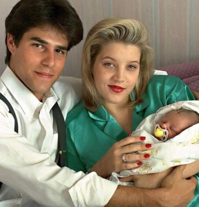 Lisa Marie Presley with her husband and their daughter.